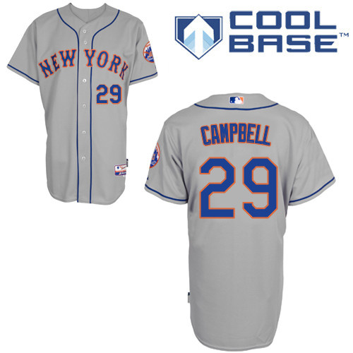 eric Campbell #29 MLB Jersey-New York Mets Men's Authentic Road Gray Cool Base Baseball Jersey